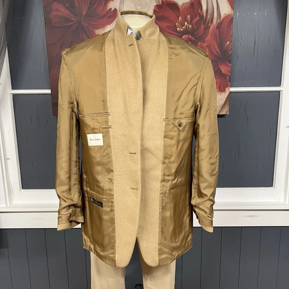 John W. Nordstrom Camel Hair Blazer Jacket Sport Coat Mens 44L Long Khaki